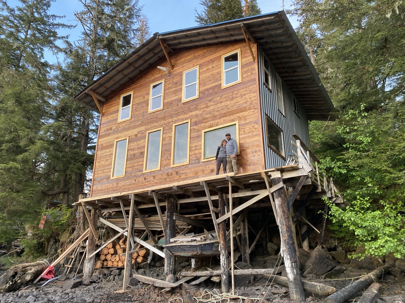 Building exterior after renovation with cedar siding